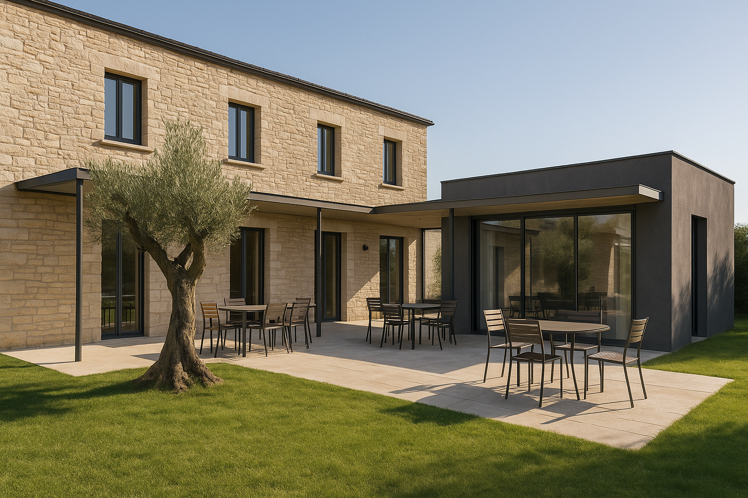 Visuel 3D Extension moderne d'un bâtiment existant